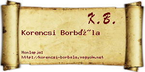 Korencsi Borbála névjegykártya